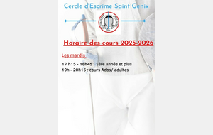Horaires 2025-2026 Saint Genix