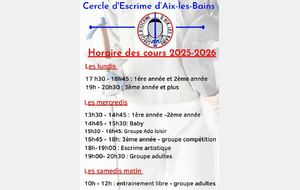 Horaires 2025-2026