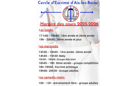 Horaires 2025-2026